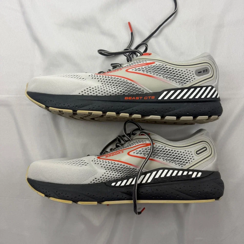 Brooks Beast GTS 23 Running Shoes Mens 12.5 Wide 2E Grey Orange Stability Sneake